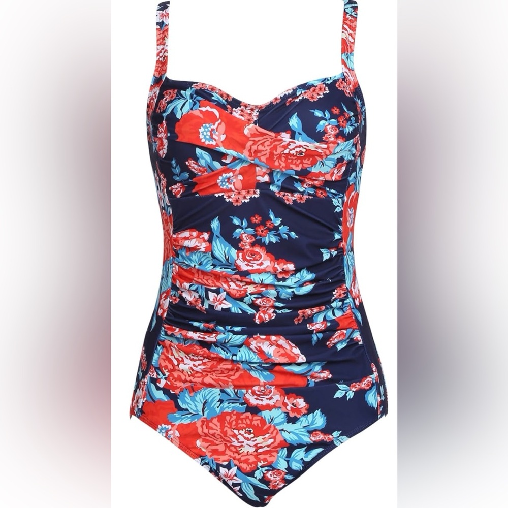 Ekouaer - NWT - Tropical Floral Women's One Piece Swimsuit - Picture 5 of 6